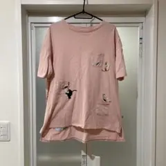 半袖Tシャツ　猫　ねこ　刺繍　ピンク　M レディース　夏　美品