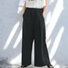 ワイドパンツ ブラック 美シルエット【タグ付・新品未使用・返品保証付】夏秋
