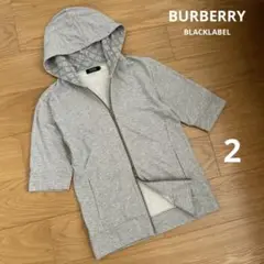 BURBERRY BLACK LABEL パーカー 半袖　ダブルジップ M