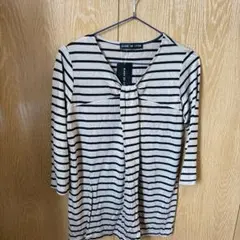ストライプ 七分丈Tシャツ