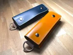 【ネイビー】キーケース　コードバン