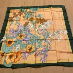 シルク100% 花柄スカーフ
