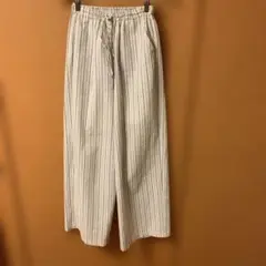 eunoia アイボリー ストライプ ワイドパンツ