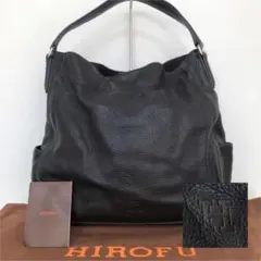 HIROFU ショルダーバッグ シボ革 ワンショルダー ダークブラウン