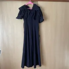 最終値下げGRL♡ ダブルリボンパフスリーブフレアワンピース♡ネイビー