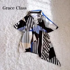 Grace Class グレースクラス プリント イレギュラー ヘムトップス S