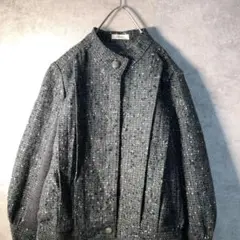 【ヴィンテージ】ジャガードニットジャケット スタンドカラー 古着AS98