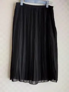 ひざ丈黒 シフォン プリーツスカート