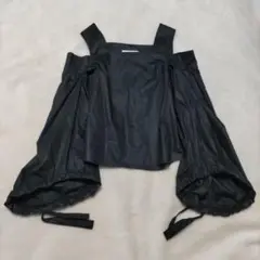 UN3D. カットソー 変形 ドロップショルダー 黒 ゆる袖