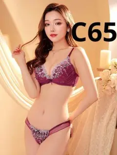C65 ダマスクチュールレースブラジャー&フルバックショーツ