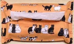 ボックスティッシュカバー（おすわり猫柄）