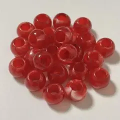 11.5mm/穴5.5mm レッドマーブルビーズ 24個 大穴