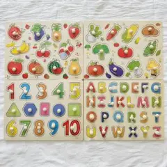 知育玩具 パズル 2枚セット 型はめパズル 木製パズル モンテッソーリ おもちゃ