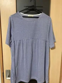 青と白のストライプ 半袖チュニック