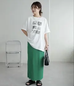 《最終値下げ》リブカットナロースカート　ライトグリーン