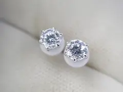 美品 Pt900 ダイヤ計0.884ct(0.446/0.438) ピアス