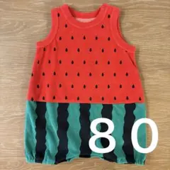 スイカ柄ロンパース サイズ80