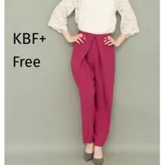 KBF+　変形フロントタックパンツ　赤紫　ウエストゴム　4478