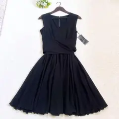 《新品》FOXEY NEW YORK ノースリーブ ひざ丈 フレアワンピース 黒