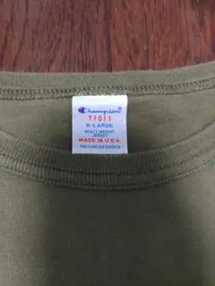 Champion　T1011 Tシャツ　ポケT　XL　オリーブ