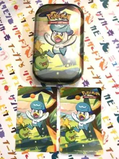 海外限定 ポケモン クワッス ミニ 缶 + アート カード + ステッカー