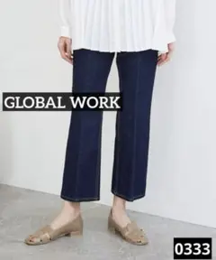 0333 GLOBAL WORK GOODデニムフレアパンツ ネイビー