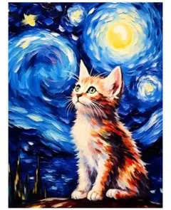 ダイヤモンドアート　猫　スクエアビーズ