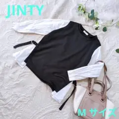 【JINTY】 長袖 レイヤードカットソー M 黒/白　カジュアル