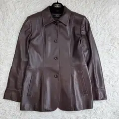 【美品】Leilian レリアン 高級 ラムレザージャケット 羽織 羊革 13号 美品】Leilian レリアン 高級 ラムレザージャケット 羽織 羊革 13号