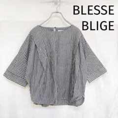 極美品✨BLESSE BLIGE ストライプ　プルオーバー　ブラウス　ナチュラル