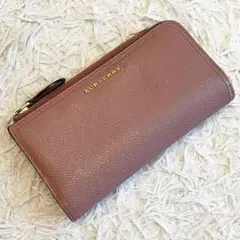 美品⭐️バーバリー ノバチェック ゴールド金具 L字ファスナー レザー 長財布