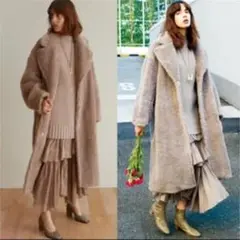 SNIDEL☆ボアロングコート☆グレージュ