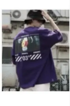 バックプリント　Tシャツ　パープル