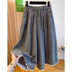 おしゃれ度高め 切り替 着痩せ効果 薄手 ワイドパンツ キュロットスカ—ト