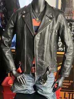 ジャケット・アウター CREAMSODA CLASSIC LEATHER JACKET Cow Hide Men's Classic Retro Black Real Leather Motorcycle