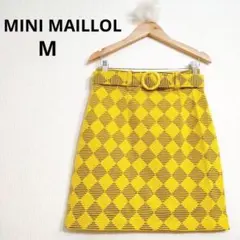 MINI MAILLOL ミニスカート ダイヤ柄 日本製 コットン ベルト付き