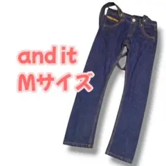 【美品】サロペット デニム パンツ M ネイビー レディース