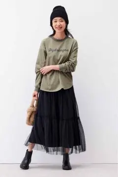 【リブインコンフォート】 (S) オーガニックコットン ロンT プリント 女子会