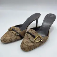 GUCCI グッチ サンダル ヒール ベージュ GG ミュール パンプス ビット