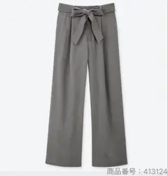 ユニクロ　ベルテッドリネンコットンワイドストレートパンツ　Ｌサイズ　リボンなし