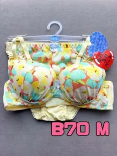 新品未使用 ブラジャー ショーツ イエロー 黄色 花柄 ❸