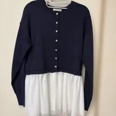 Te chichi チュール切替ペプラムカーディガン