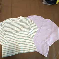新品未使用☆長袖カットソー 2枚セット（ストライプ・ピンク）