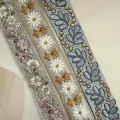 115.インド刺繍 1m50cm×3本セット