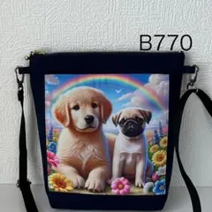 ハンドメイドB770 犬柄のショルダーバッグ