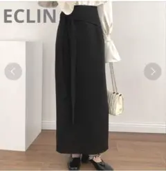 ECLIN ロング　タイトスカート　黒　S スリット　洗える　シンプル