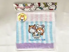 ハローキティ 西郷つん ストライプ タオルハンカチ