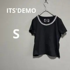 ITS'DEMOイッツデモ　レディースtシャツ ブラック　ビーズ　刺繍入り