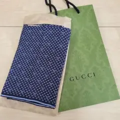 《新品未使用》GUCCI ネイビー ロゴハンカチ