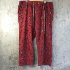 Y5504古着　柄パンツ　パジャマパンツ　赤　90s Y2K